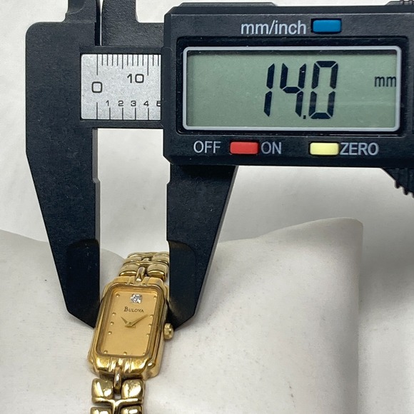 Vintage Bulova Tank Watch Women 14mm Gold Tone 97P77 New Battery TINY 5.5" 1996 - Picture 9 of 16